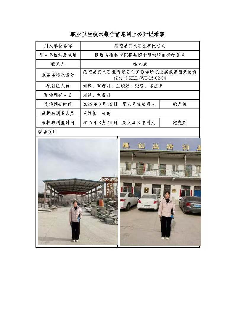250204王姣姣-綏德縣武文石業有限公司工作場所職業病危害因素檢測